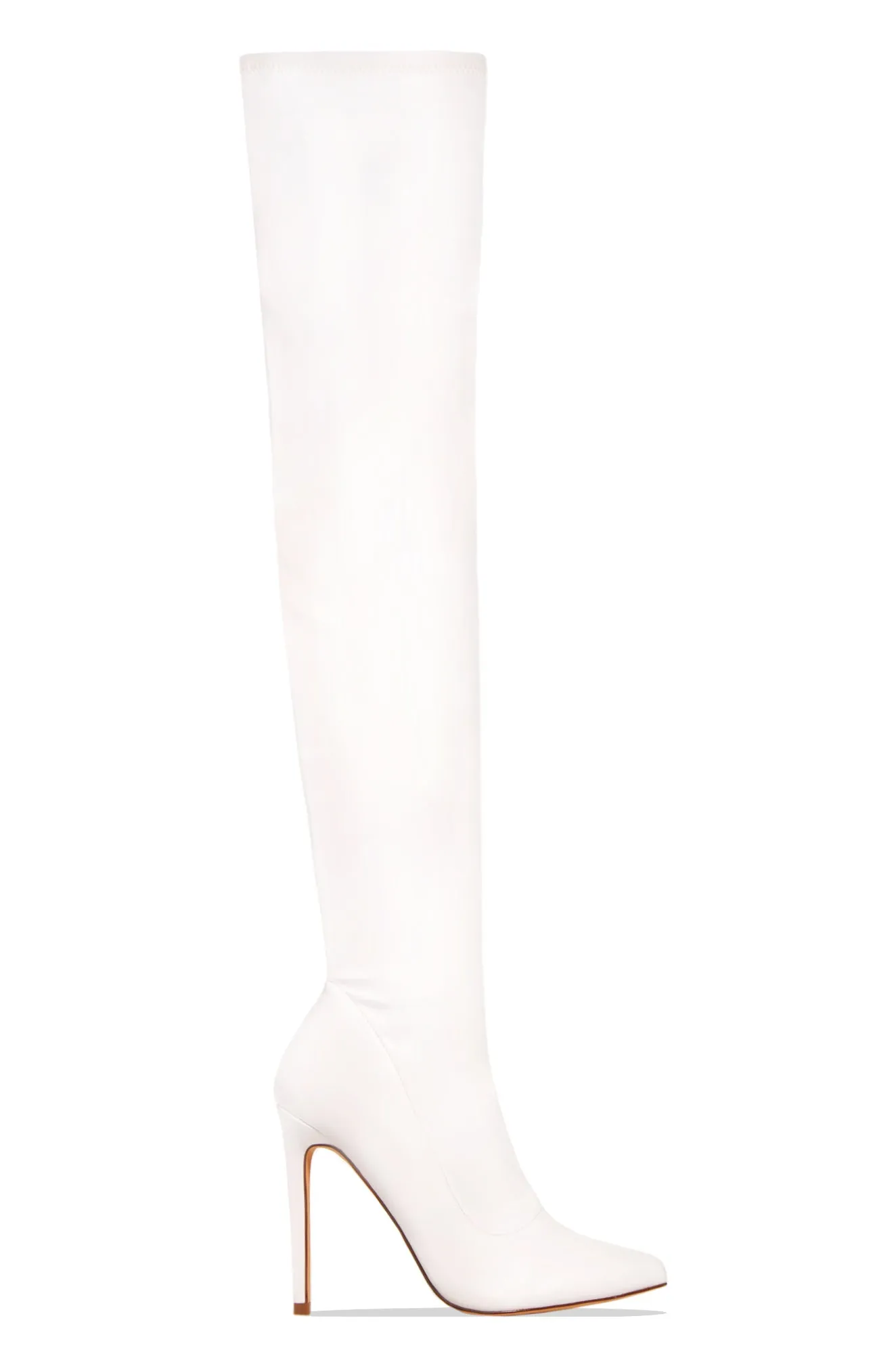 Sultry Touch Over The Knee Boots - White PU