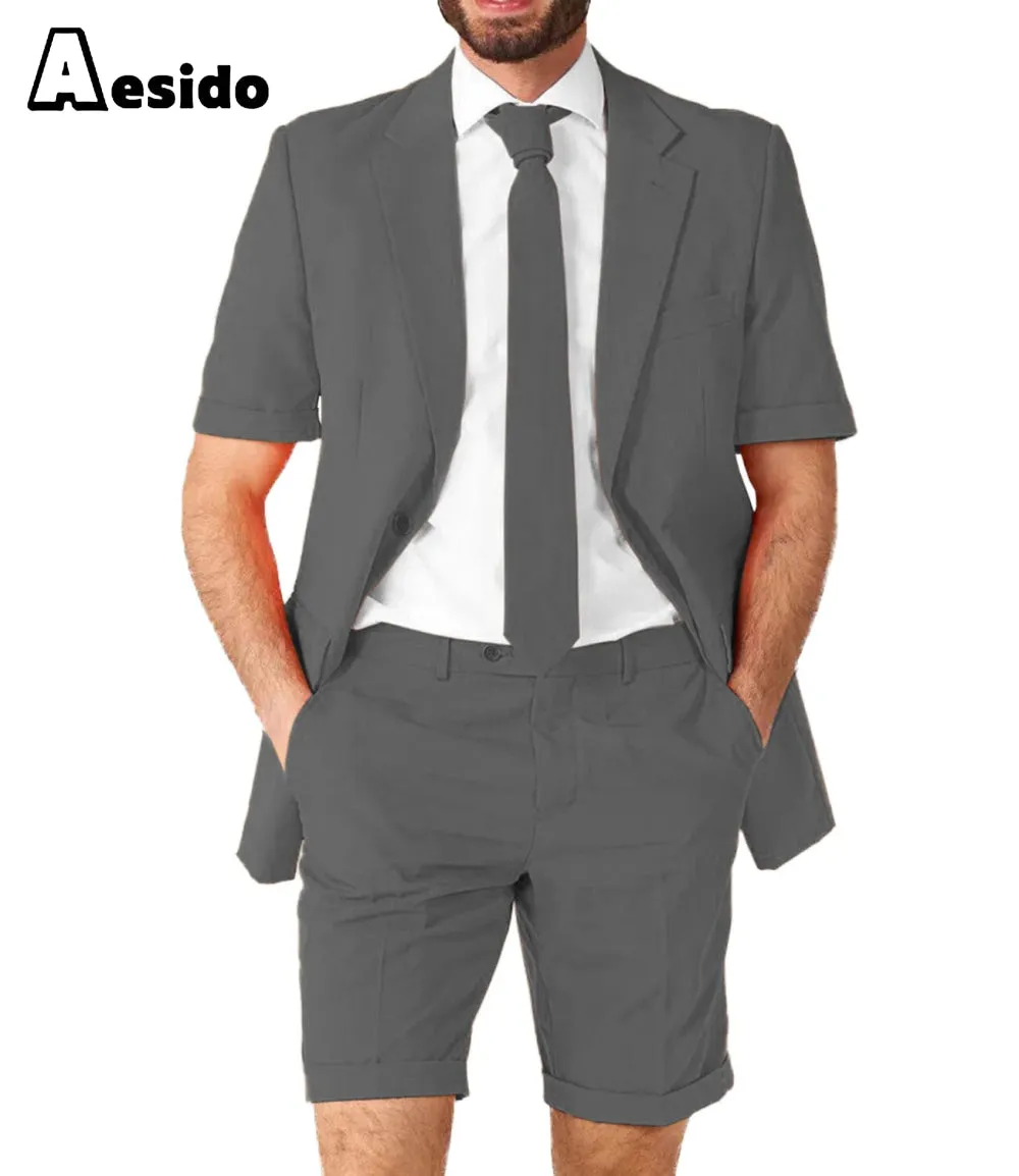 Summer Notch Lapel Leisure Suit For Men (Blazer Shorts)