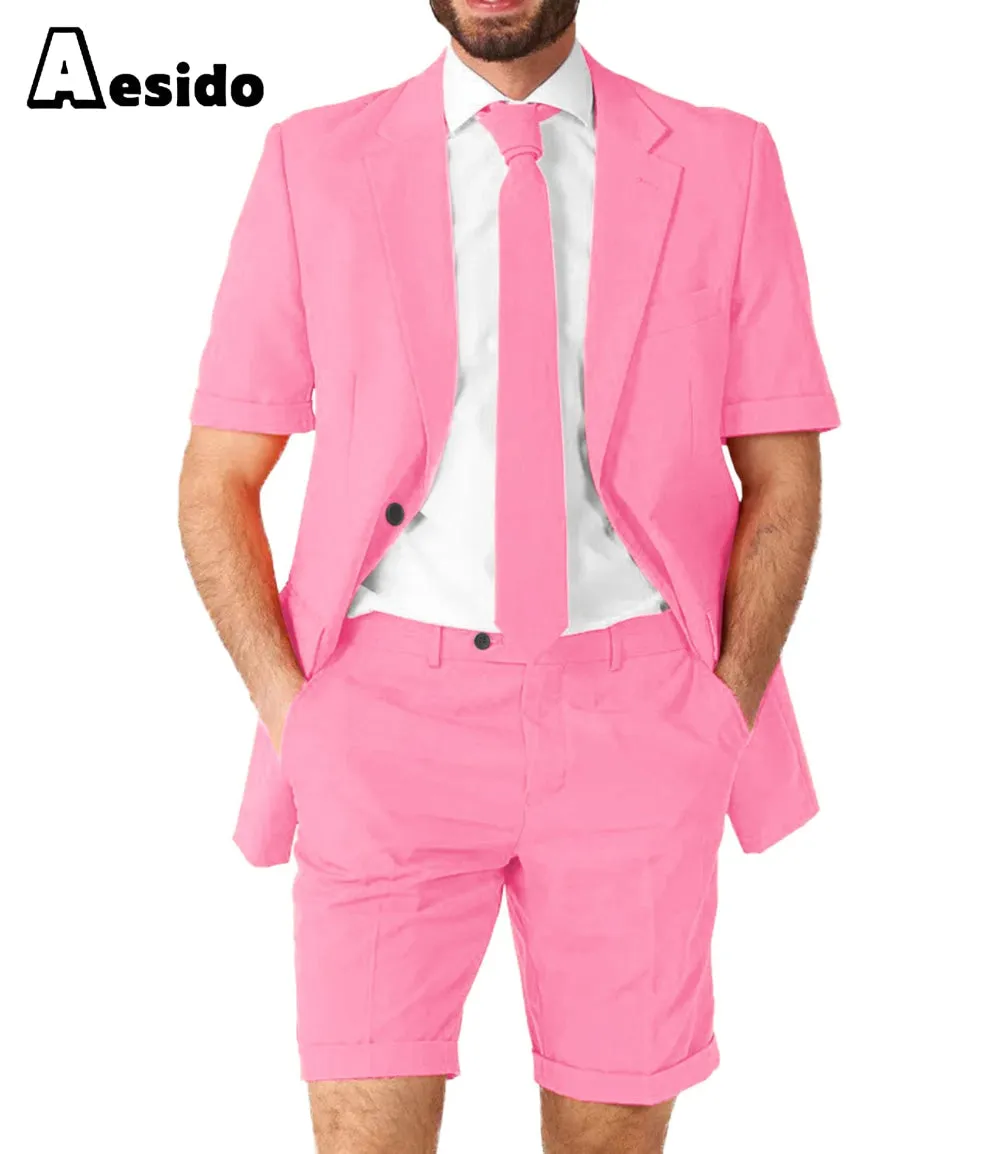 Summer Notch Lapel Leisure Suit For Men (Blazer Shorts)