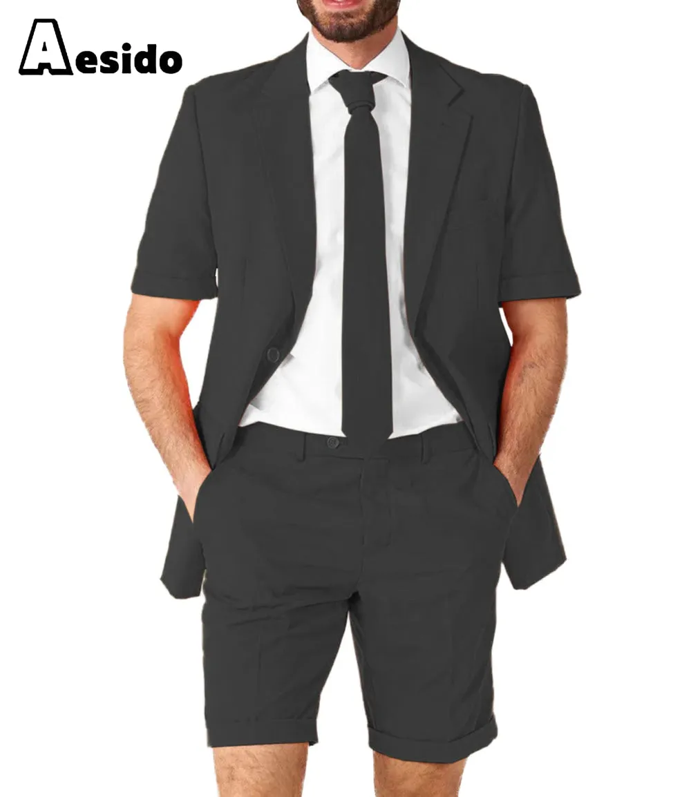 Summer Notch Lapel Leisure Suit For Men (Blazer Shorts)