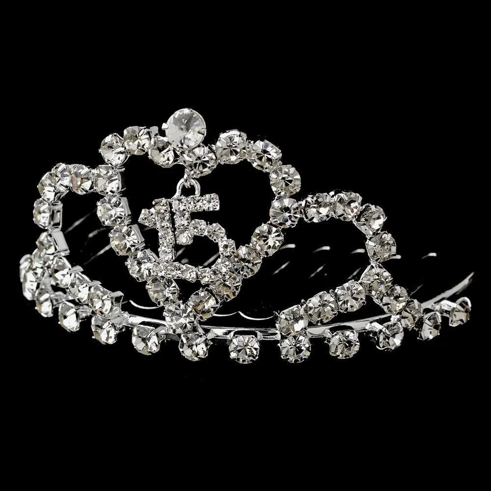 Sweet 15 Crystal Encrusted Tiara Comb