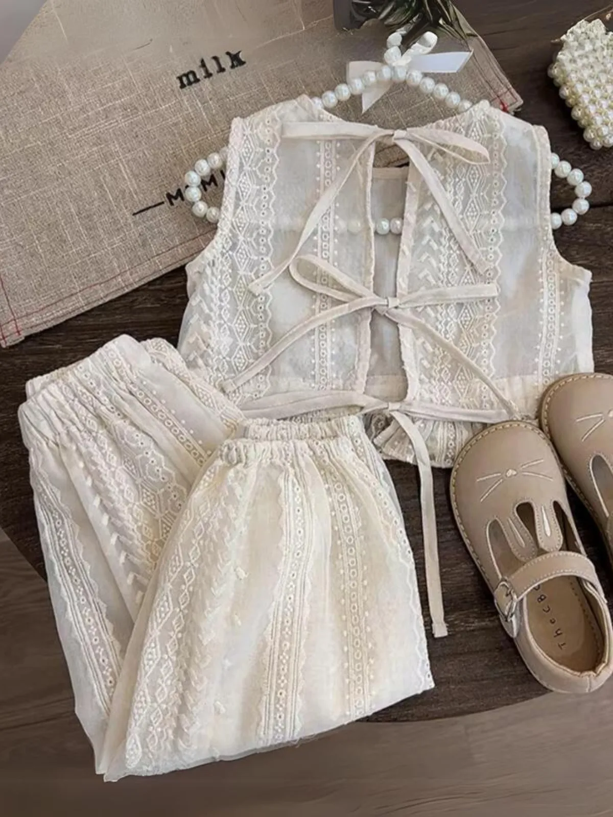 Sweet and Lacey Embroidered Palazzo Top & Pants Set