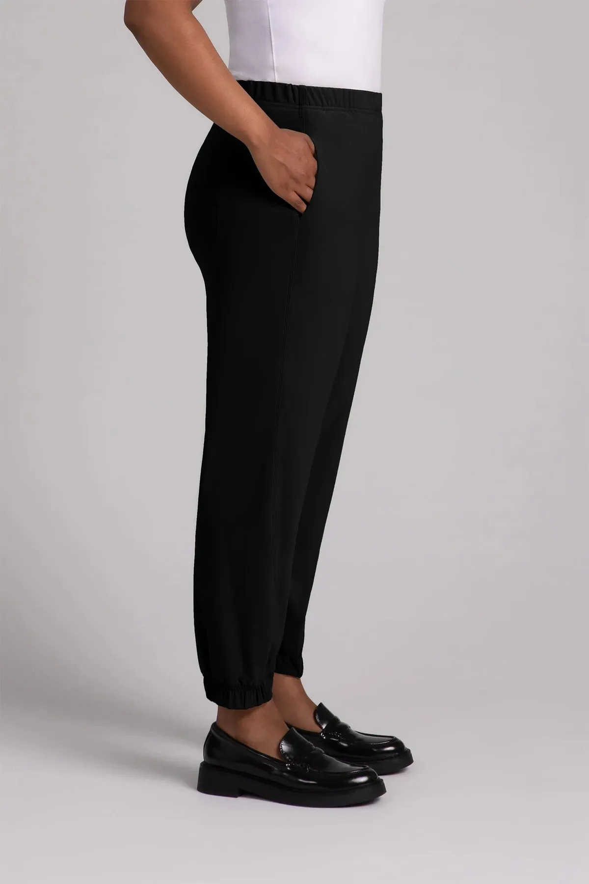 Sympli, FB27291 Half Cuff Fleece Jogger Pant, Black