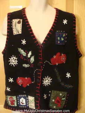 Tacky Cheap Christmas Sweater Vest with Crafty Trim