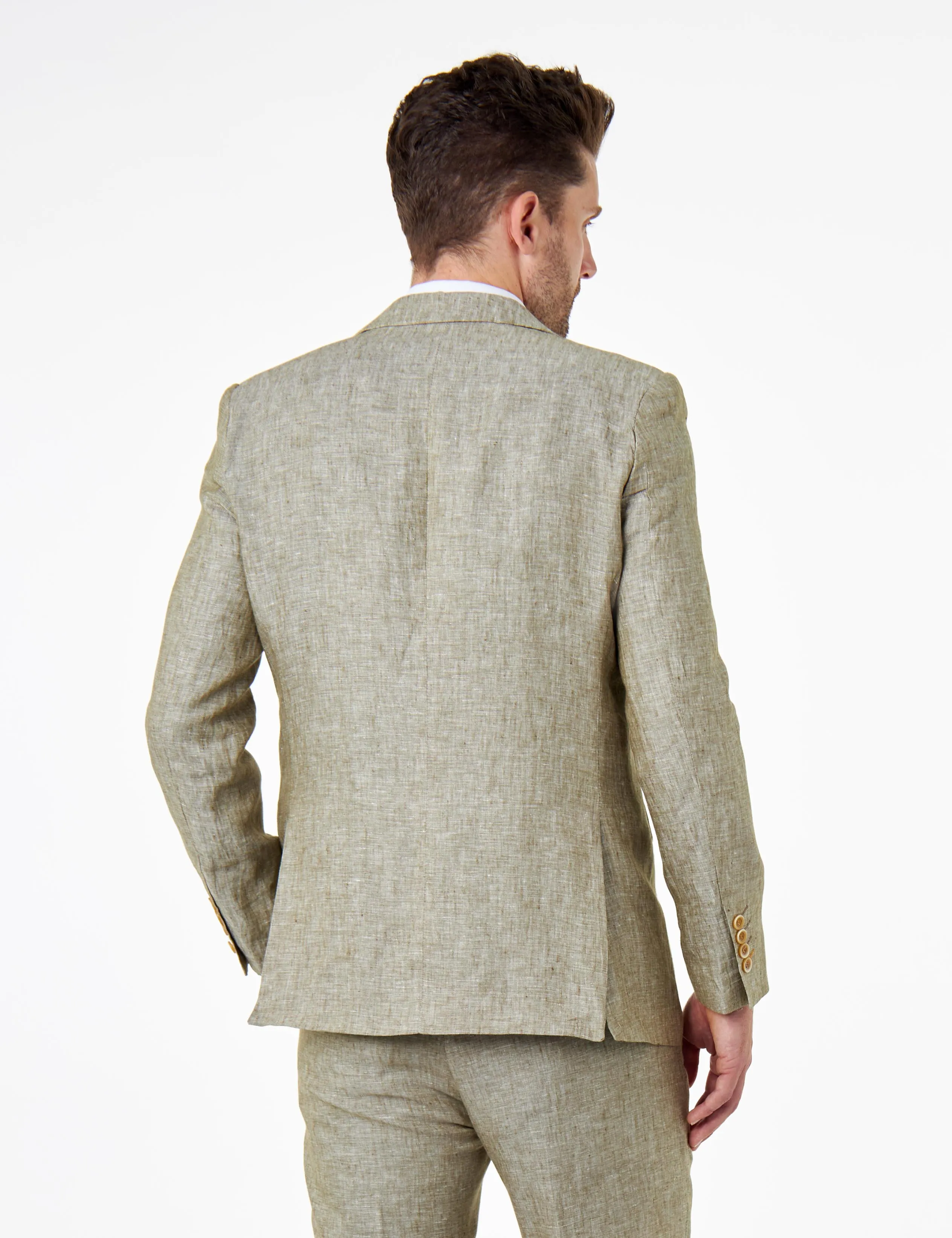 Tailored Fit Sage Green Linen Double Breasted Suit