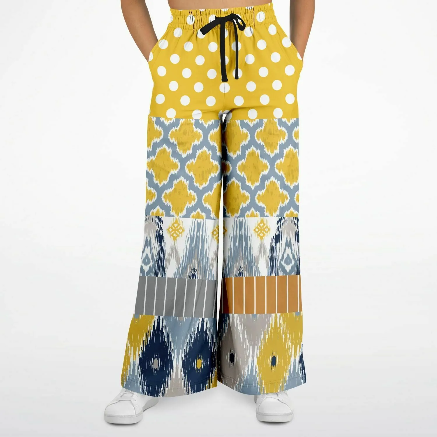 Tallullah Bankhead Ikat Polka Dot Eco-Poly Wide Leg Pants