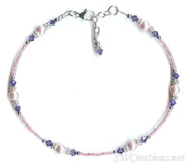 Tanzanite Crystal Pink Pearl Anklet