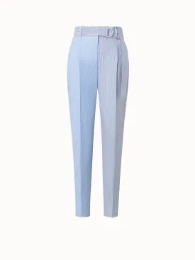 Tapered Cotton Poplin Striped Pants