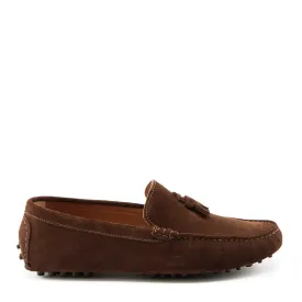 Tasselled Driving Loafers, brown suede