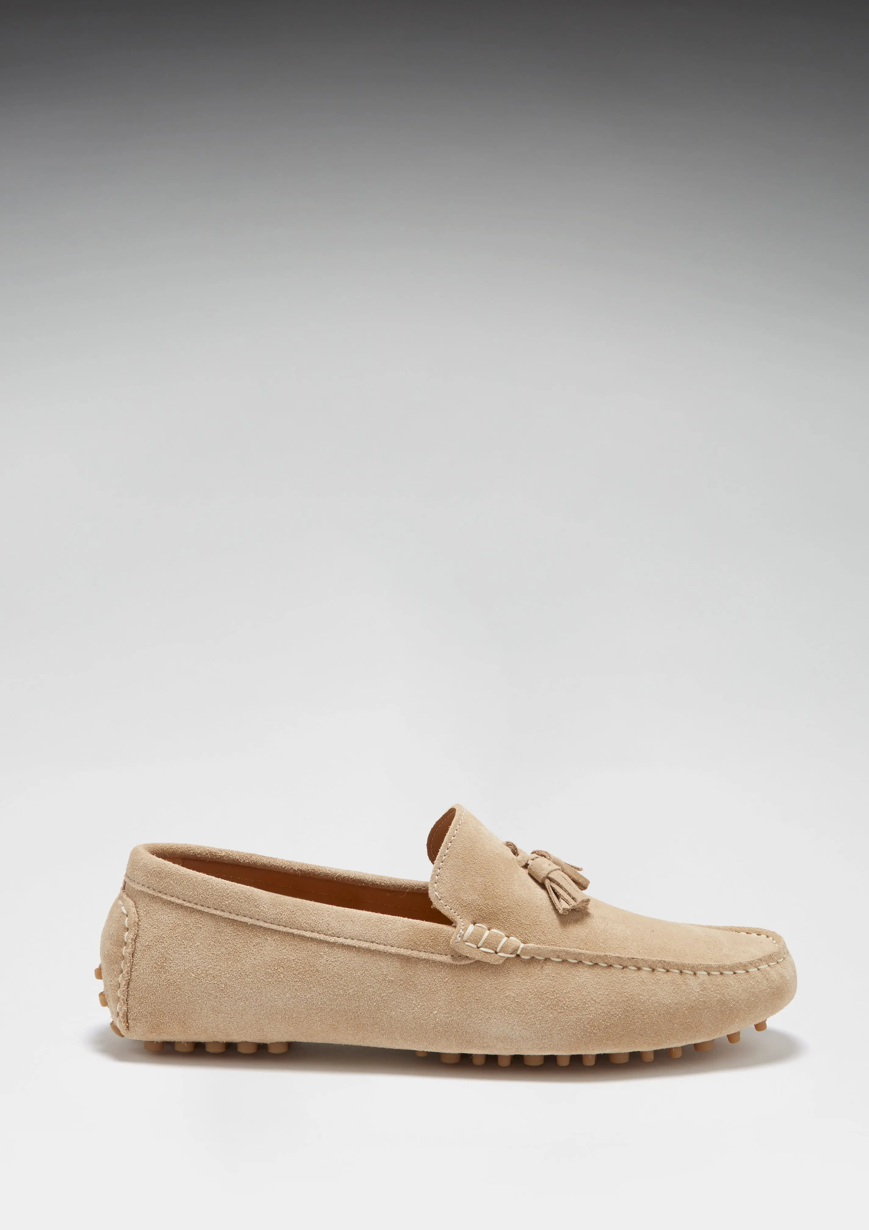 Tasselled Driving Loafers, taupe suede