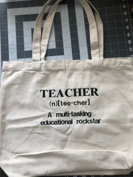 Teacher Canvas Tote, Embroidered Market Grocery Tote Bag,Teacher Gift,Gifts for Her