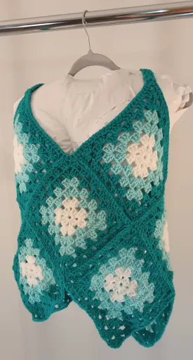 Teal Granny Square Festival Tank top 1XL/2XL womens