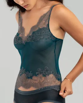 Teal Sheer Silk Camisole