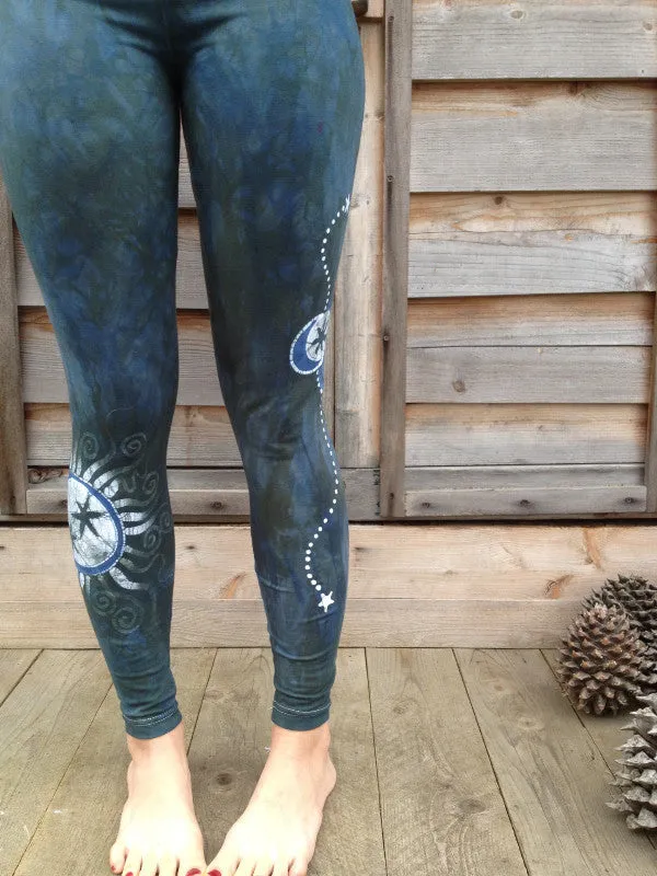 Teal Sun and Stars Leggings - Sold Out