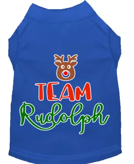 Team Rudolph Screen Print Dog Shirt Blue Xxl