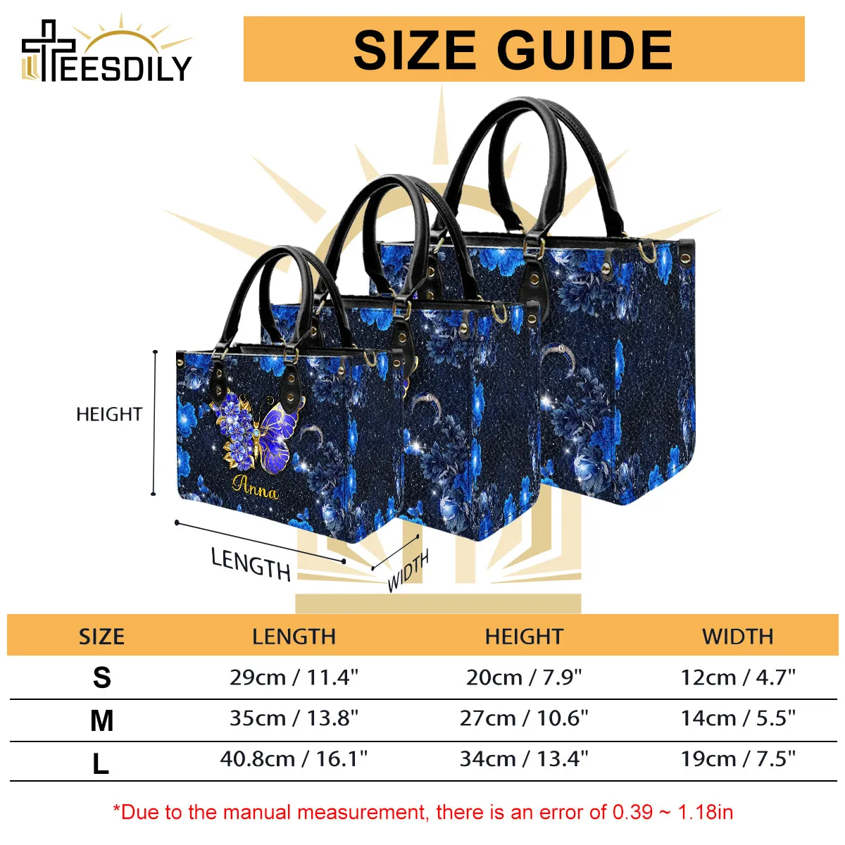 Teesdily | Customized Jesus Christian Blue Butterfly Flowers Bag, I Can Do All Things Through Christ Leather Bag, God Floral Butterfly Handbag Women