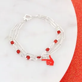 Texas Tech Paperclip Chain & Enamel Logo Bracelet