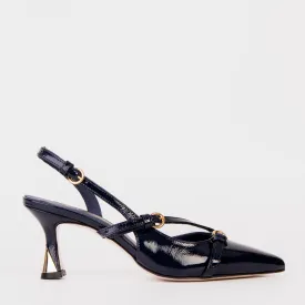 The Atlantic Navy Blue Leather Slingback Women Sandal