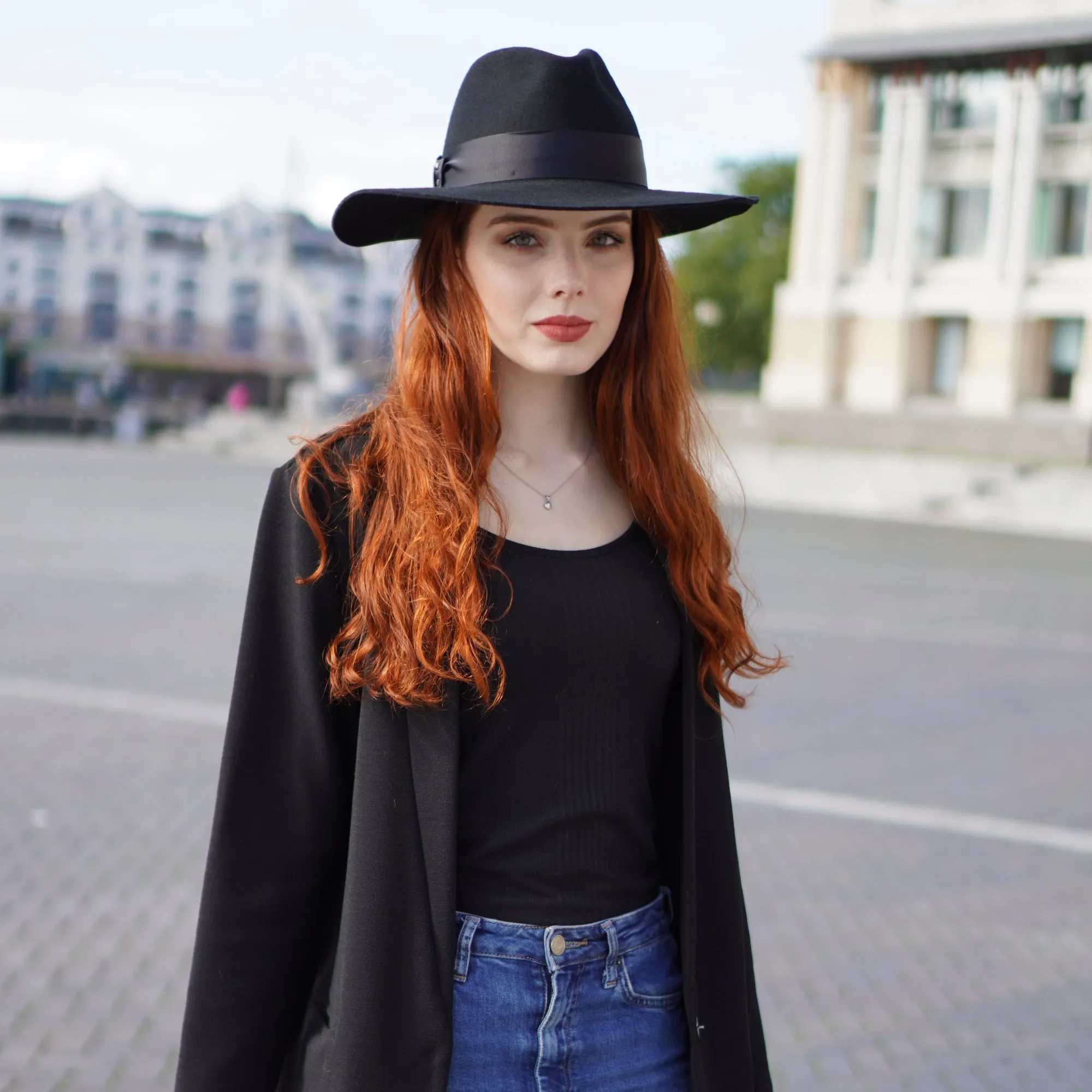 The Austin - Ladies Felt Hat with Ribbon Trim