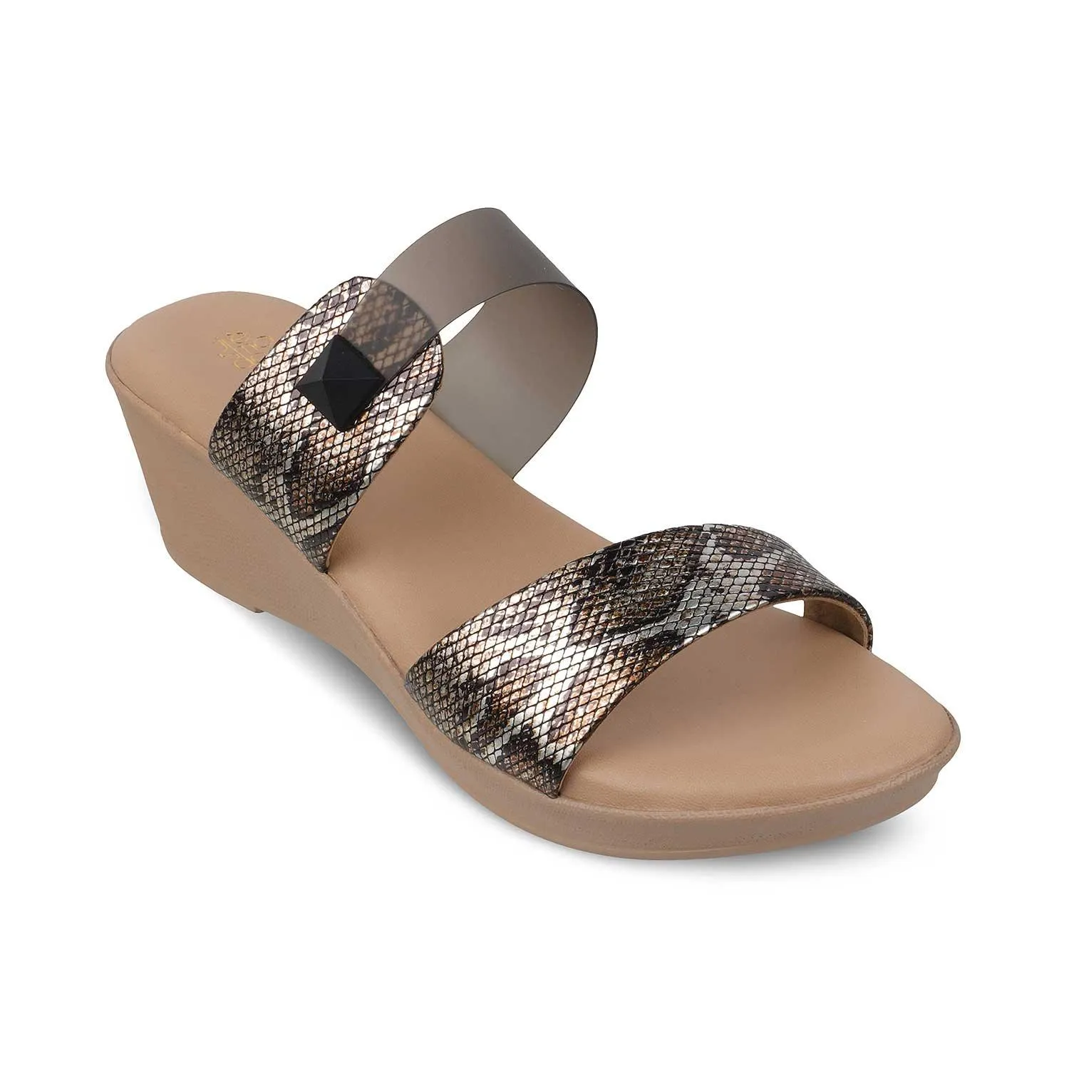 The Chios Black Women's Casual Wedge Sandals Tresmode