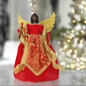 The Christmas Workshop Red & Gold 82090 Angel Tree Topper 12 inch Tall Coloured Indoor Christmas Decoration