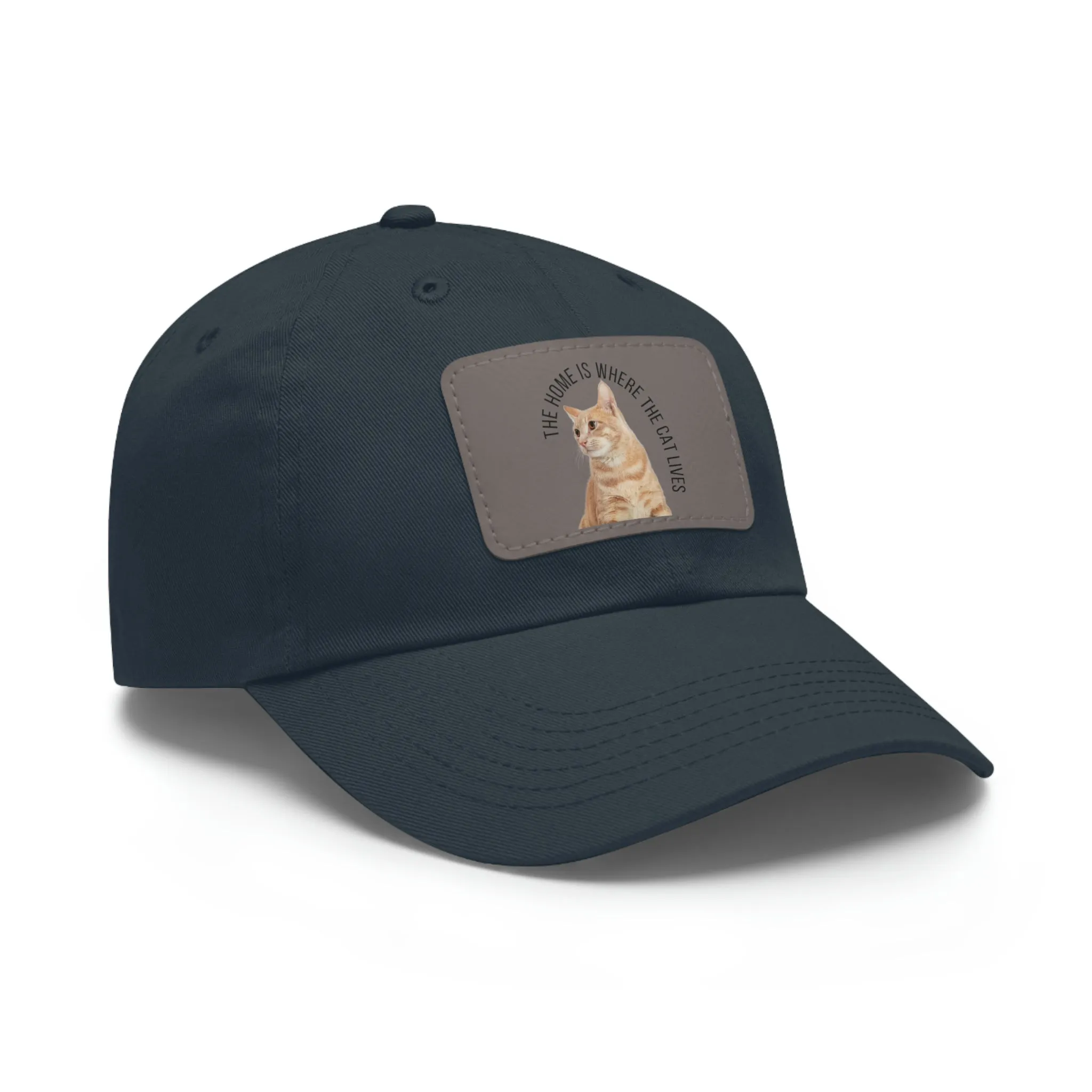 The Home Is Where The Cat Lives POD Dad Hat with Leather Patch (Rectangle)