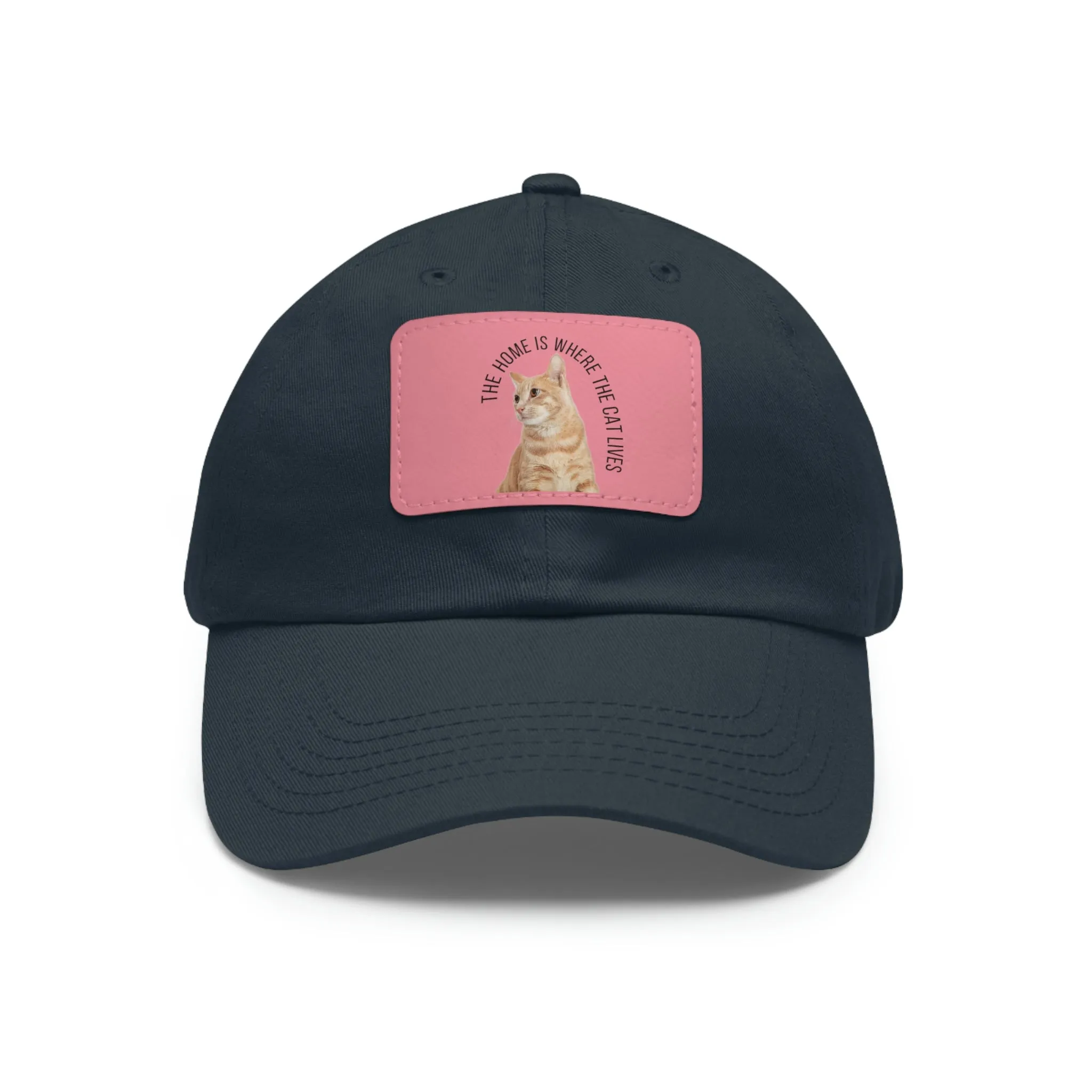 The Home Is Where The Cat Lives POD Dad Hat with Leather Patch (Rectangle)