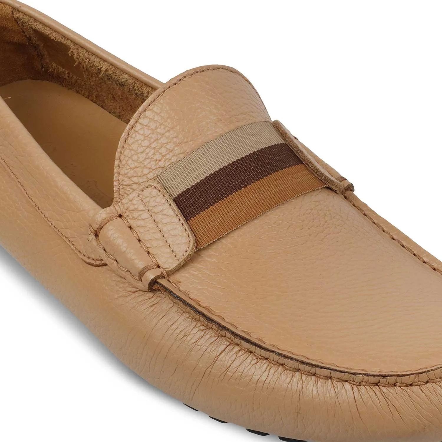 The Macario Beige Men's Handcrafted Leather Driving Loafers Tresmode