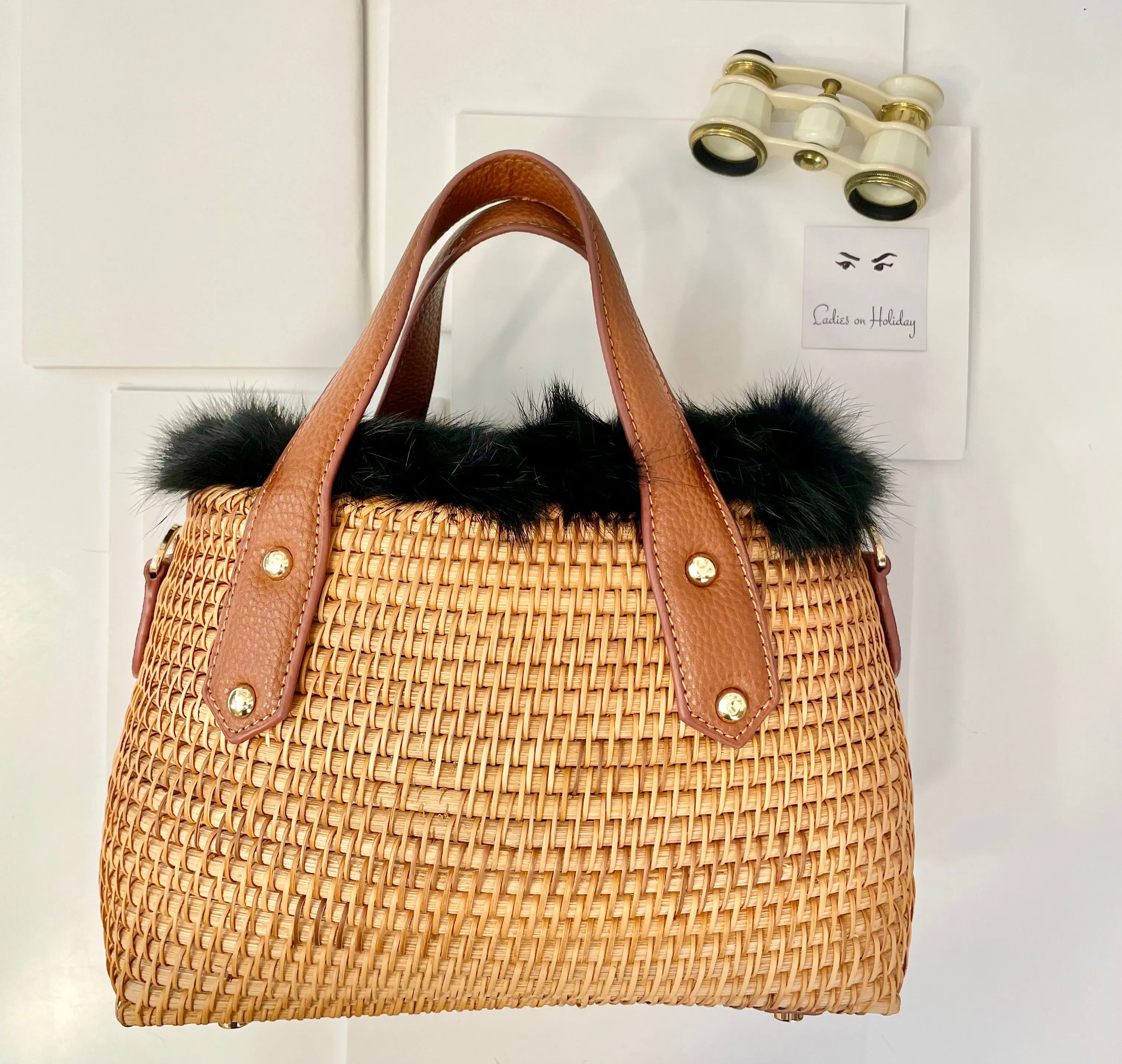 The most divine fox fur trim basket bag.... so preppy