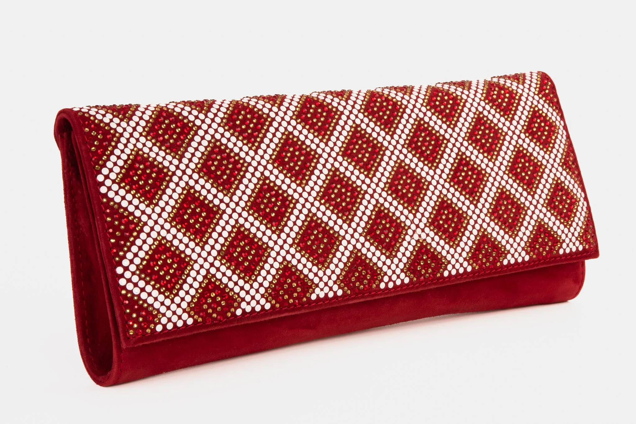 The Nampula Red Glitter Suede Leather Clutch