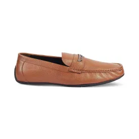 The Odry Tan Men's Leather Driving Loafers Tresmode