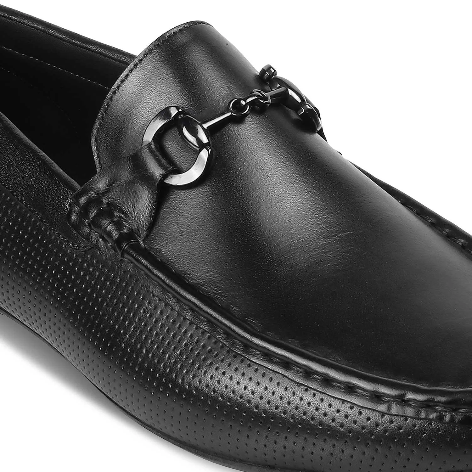 The Otterdam Black Men's Leather Driving Loafers