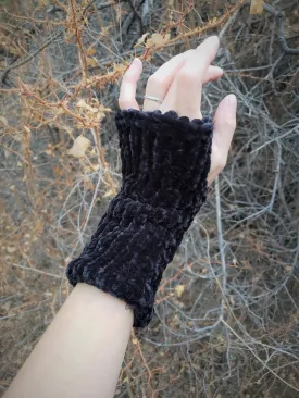 The "Black Velvet" Handknit Fingerless Gloves