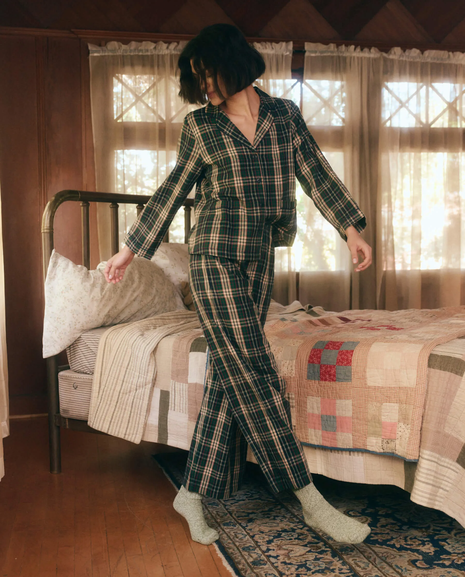 The Shrunken Pajama Top. -- Pine Needle Plaid