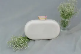 The White Baroque Capsule Clutch - Pink Stone