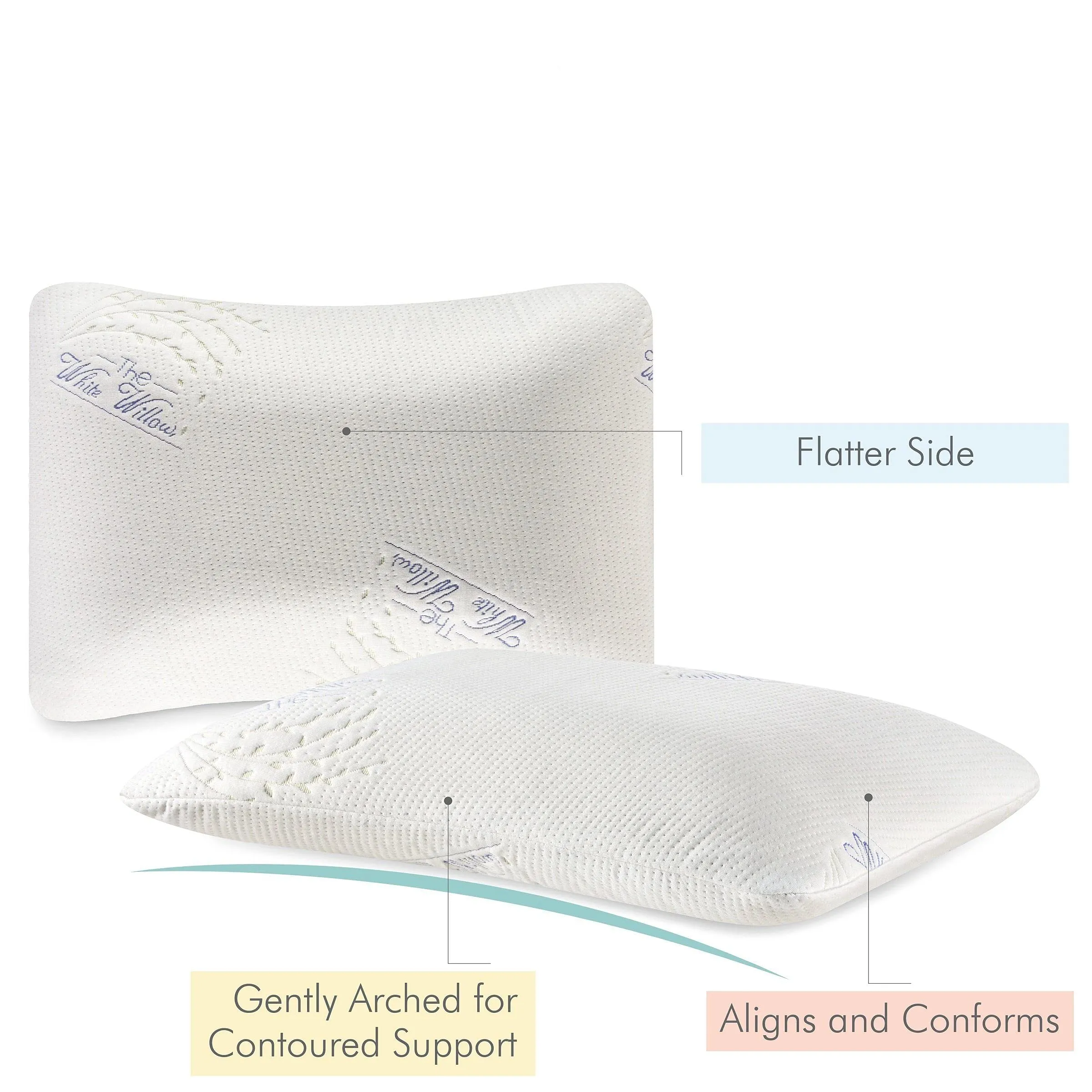 The White Willow Signature Dual Sided Reversible Cooling Gel Memory Foam Pillow with Removable Outer Cover- 23" L x 15.5" W x 5" H