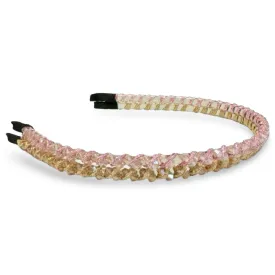 Thin Beaded Headband Set - Gold   Pink