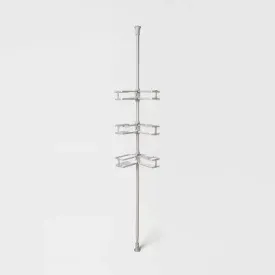 Threshold Tension Pole Aluminum Shower Caddy Bathroom Corner Shelf Organizer