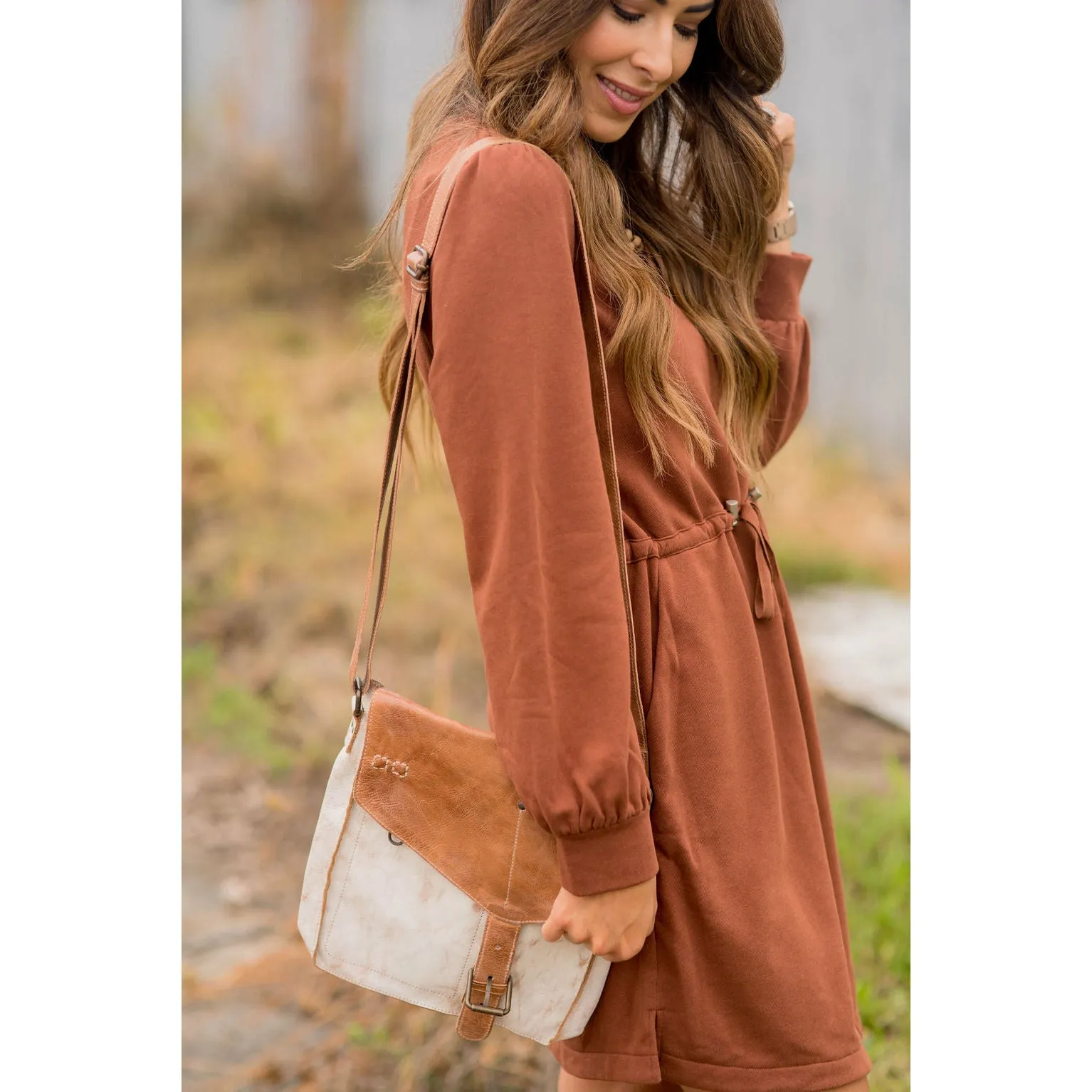 Tie Waist Pocket Sweatshirt Dress