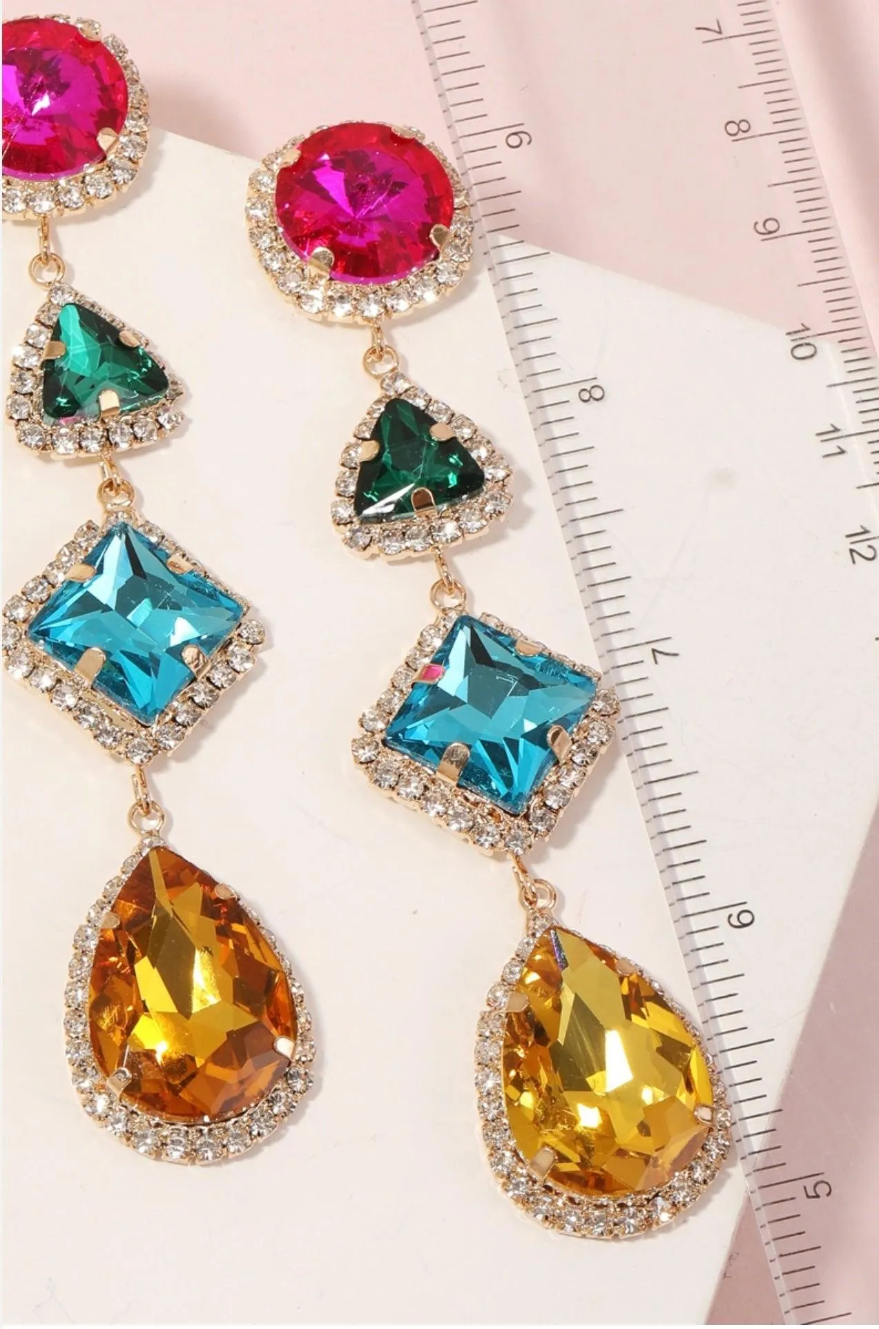 Tiered Crystal Rhinestone Dangle Earrings