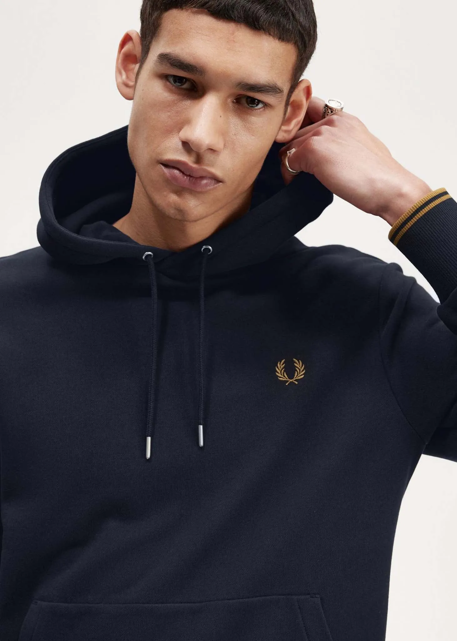 Tipped hooded sweatshirt - navy dark caramel