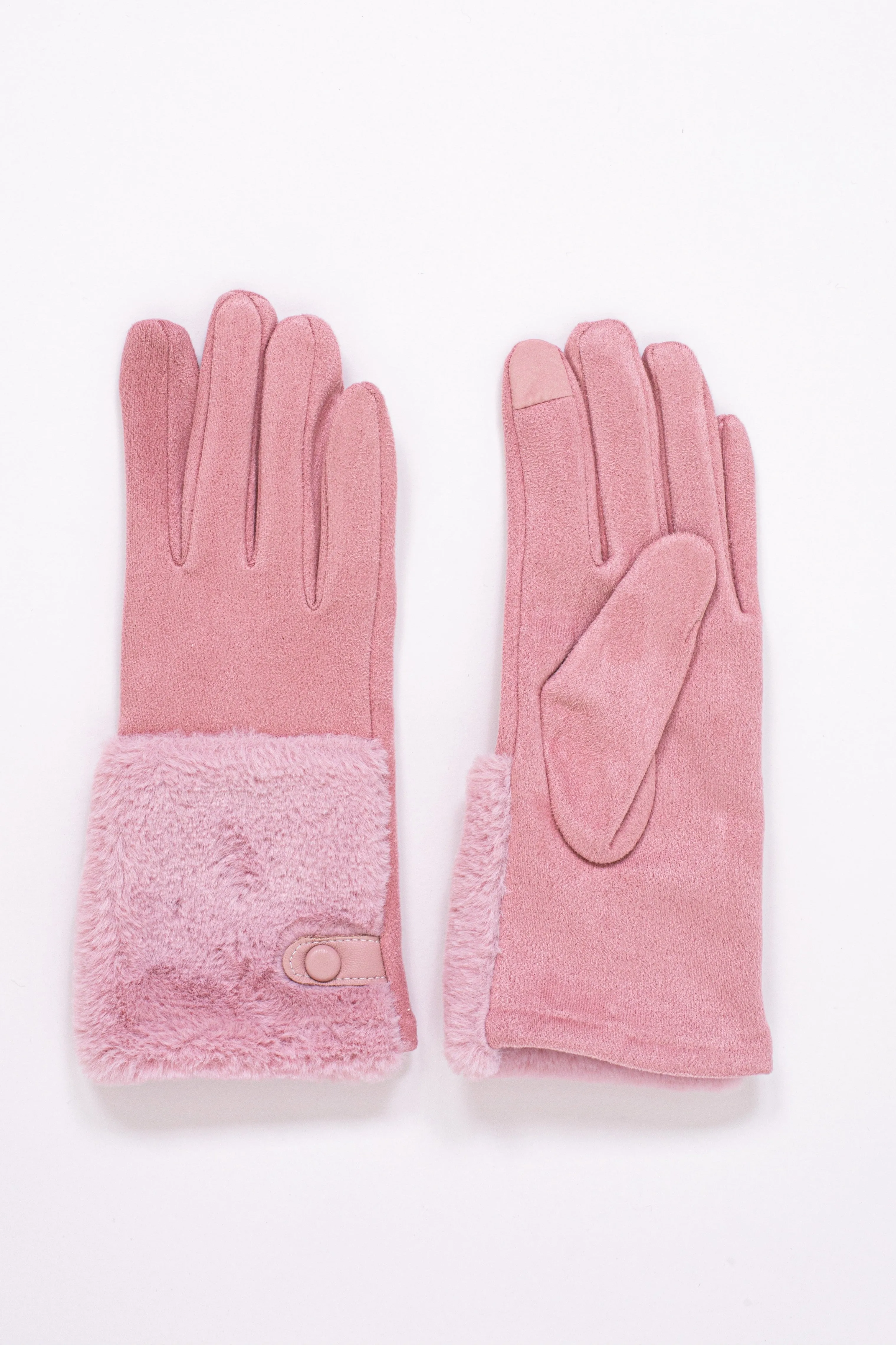 tom & eva Soft Touch Gloves With Faux Fur Cuff Detail