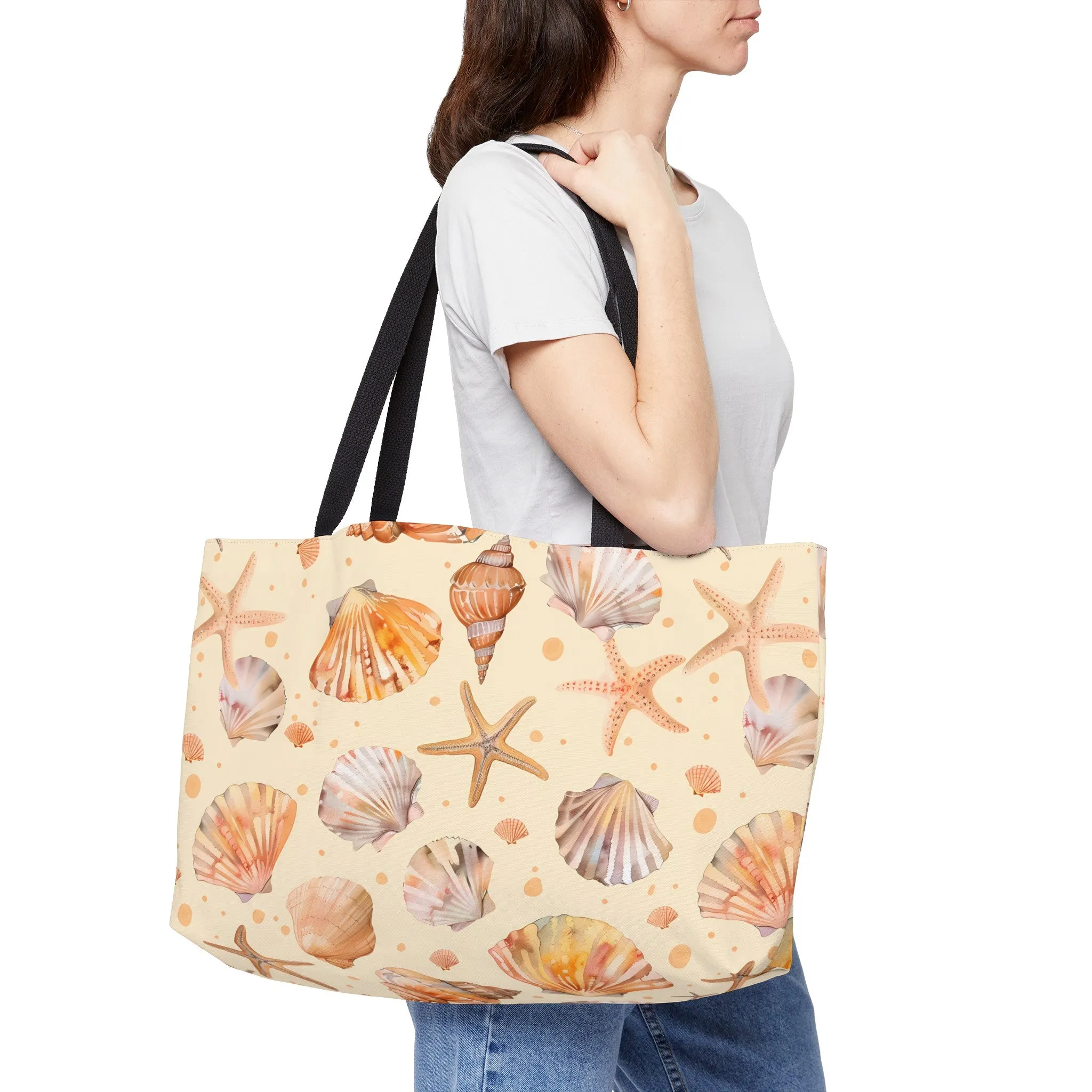 Tote Bag with Seashell and Starfish (24" x 13" x 2")