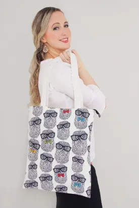 Tote Bags - Small Owls With Bow Tie