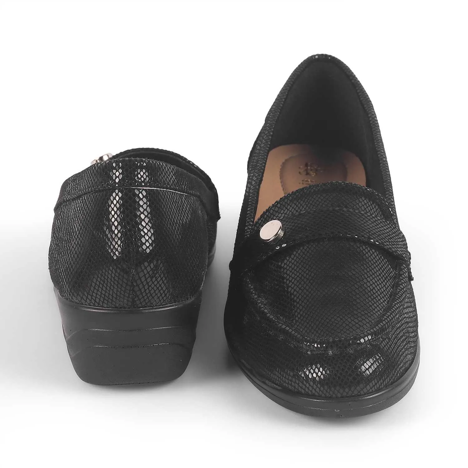 Tresmode Marcoval Black Women's Dress Wedge Loafers