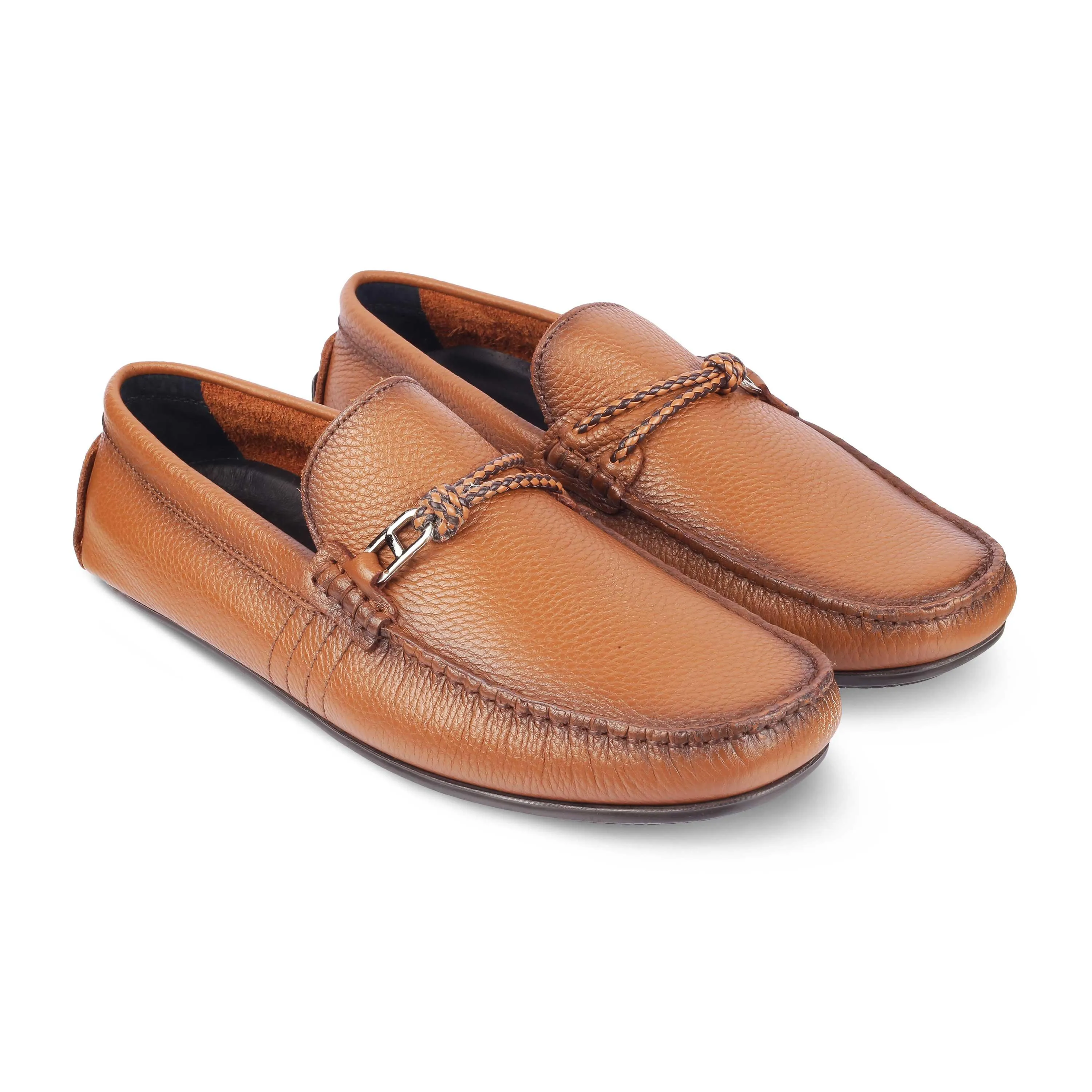 Tresmode Monoc Tan Men's Leather Driving Loafers