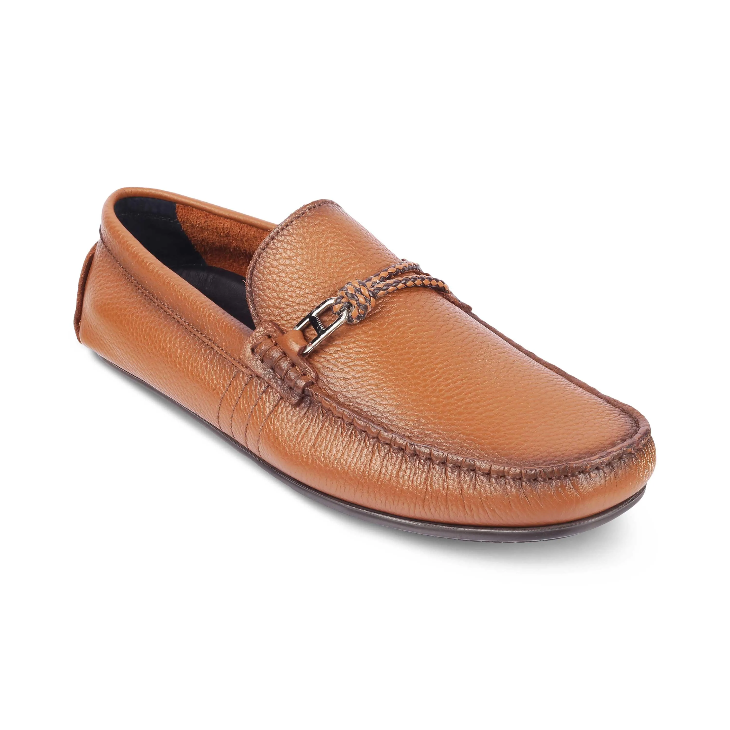 Tresmode Monoc Tan Men's Leather Driving Loafers