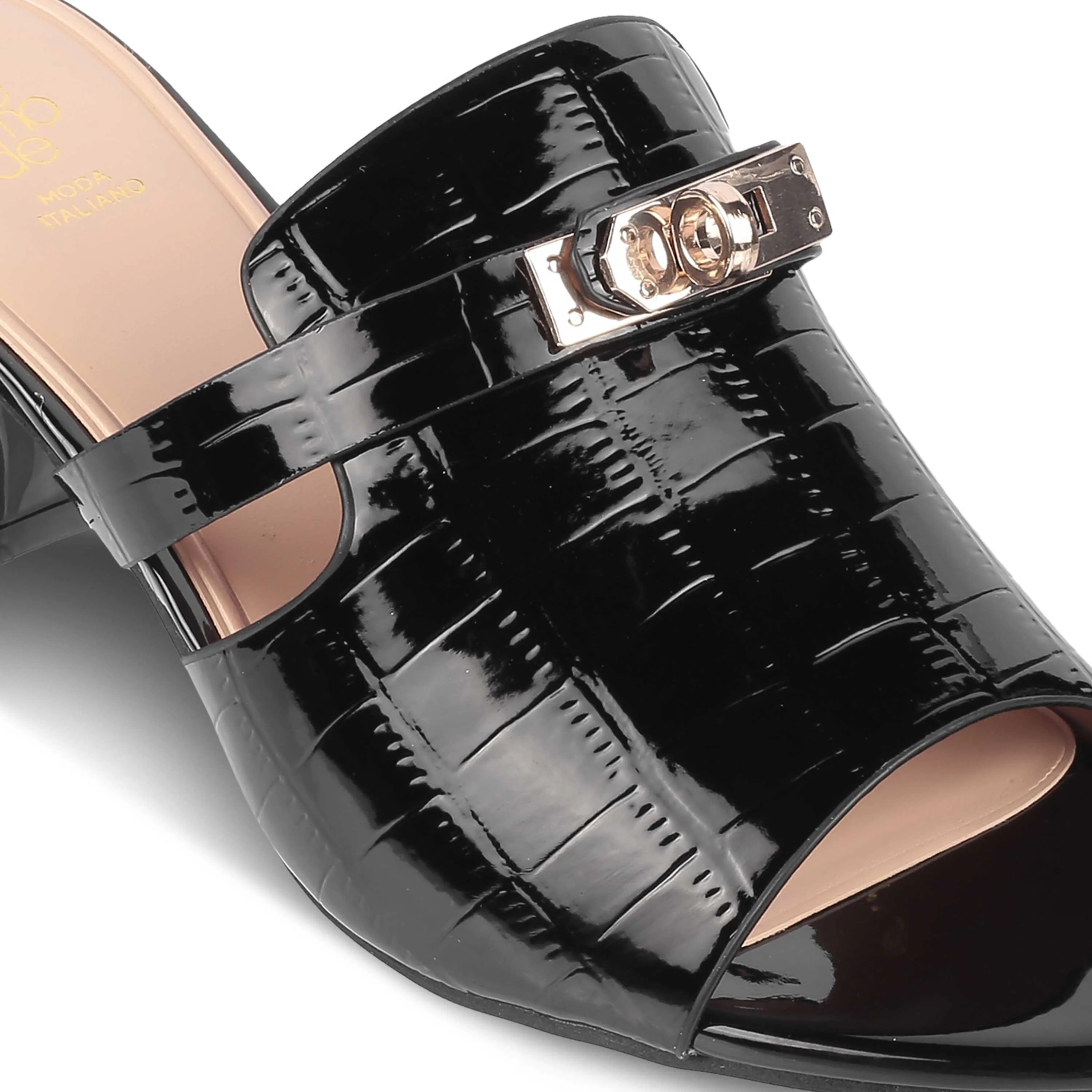 Tresmode Nic Black Women's Dress Block Heel Sandals