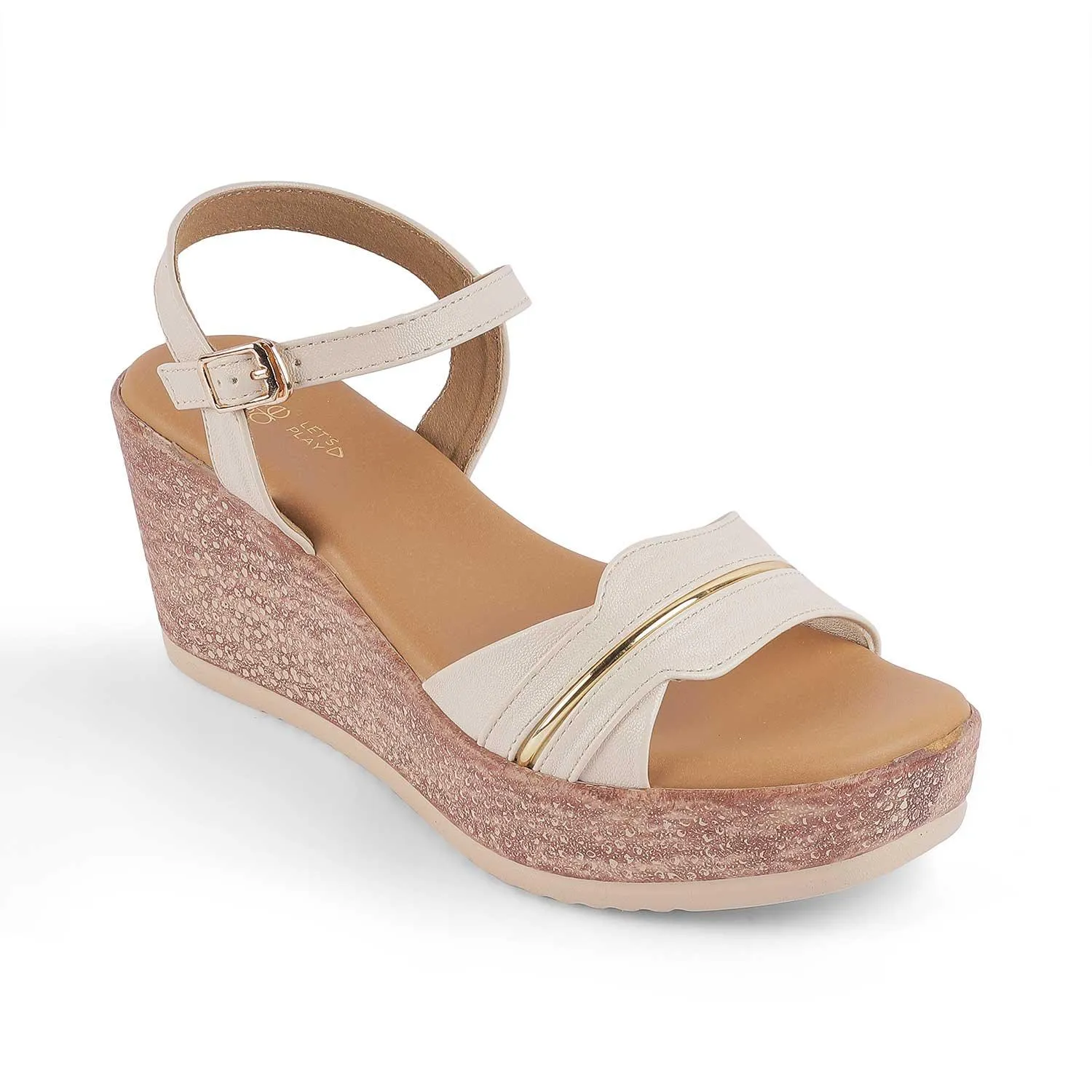 Tresmode Sanet Cream  Women's Dress Wedge Sandals