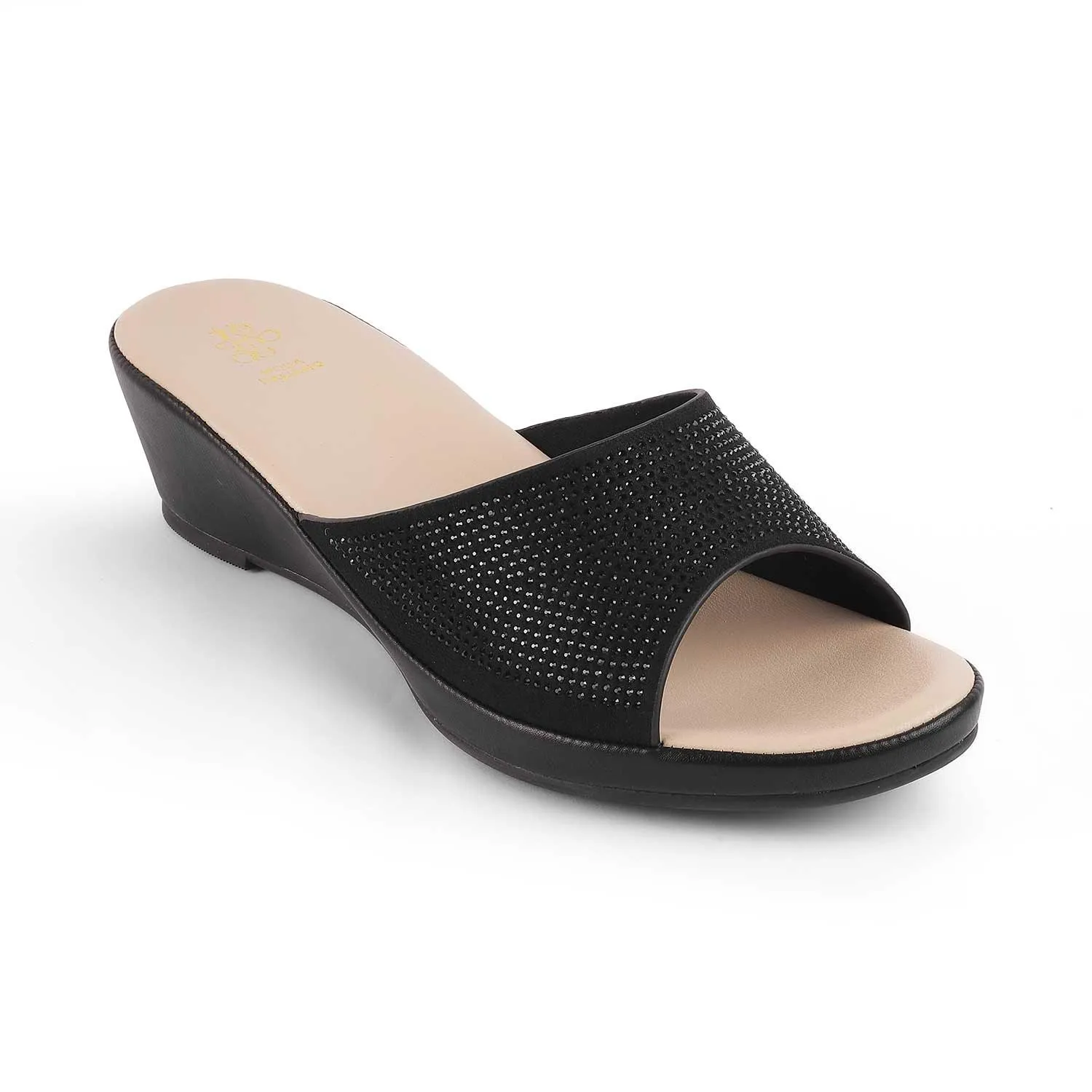 Tresmode Treyork Black Women's Dress Wedge Sandals